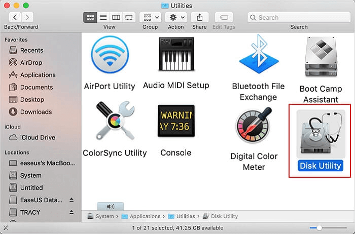Disk Utility öffnen