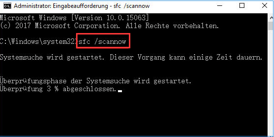 sfc scan ausführen, um ein beschädigtes Benutzerprofil zu reparieren windows 10