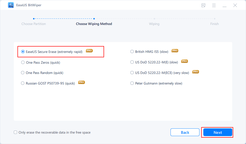 select wiping methods