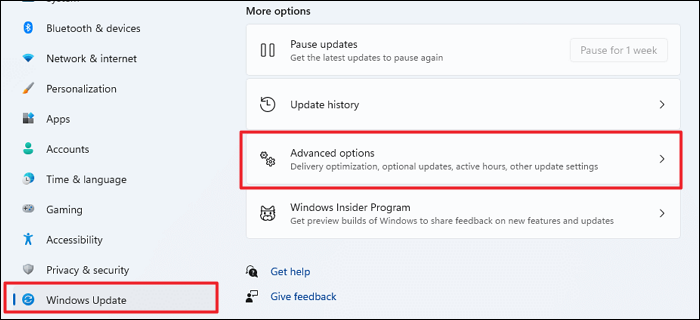 access the advanced options