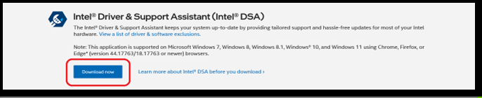 Head to Intel Driver & Support Assistant Utility (DSA)