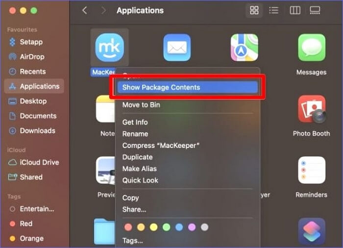 select Show Package Contents