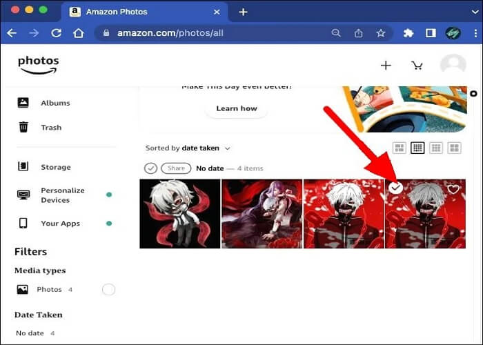 select that image by clicking the checkmark icon
