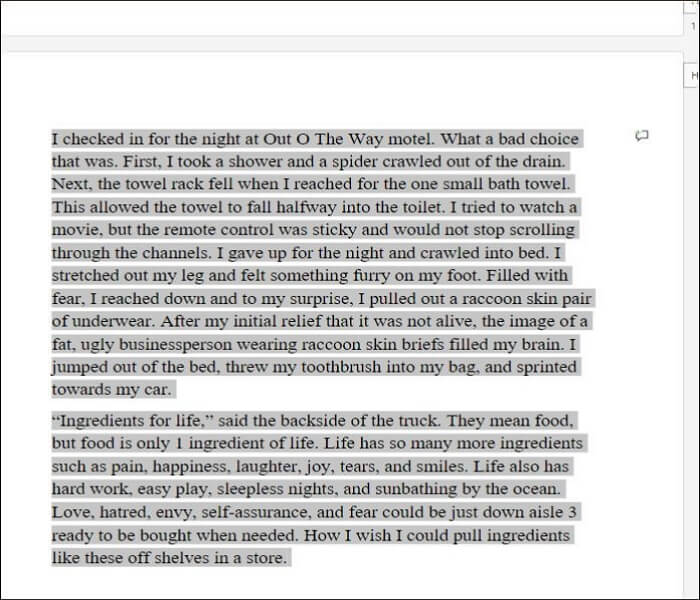 select the page content