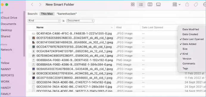 sort files by name or size