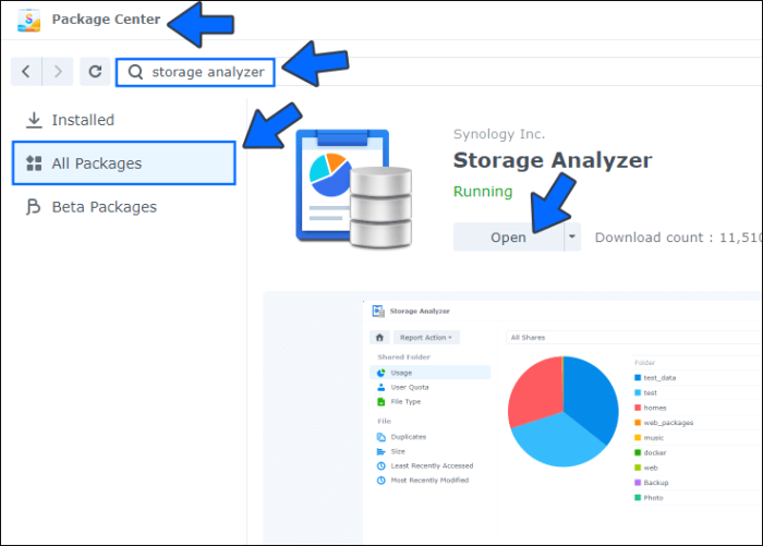 type Storage Analyzer in the search box