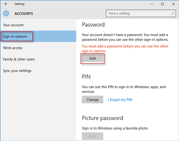 Sign in options. How to choose account login in Windows.