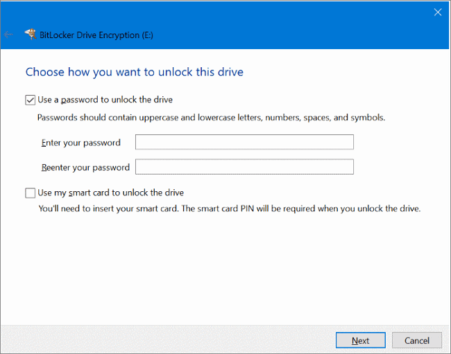 proteggere con password usb 