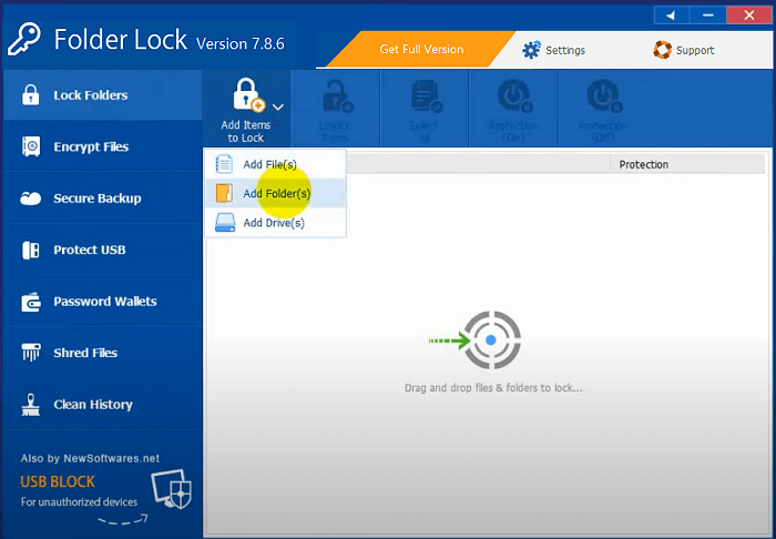 how to create a password protected folder on s5