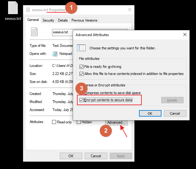 encrypt notepad file using windows encryption tool step 1