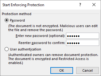 enforcing protection password