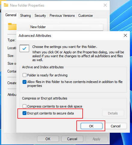 Select to secure folder