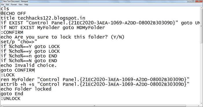 proteggere con password i file di Windows 7 con.bat - 1