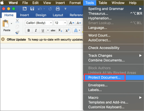 how to edit protect word document mac