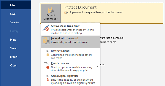 password protect a word document in mac