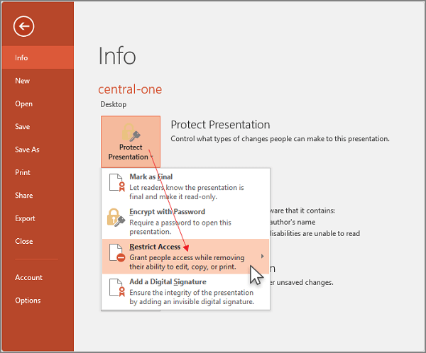  retrict access powerpoint 