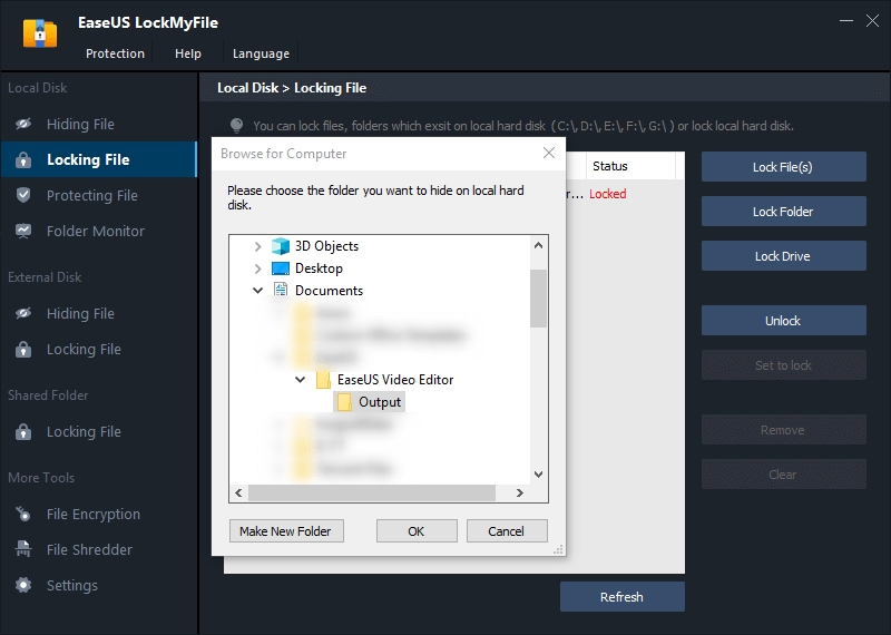 zárolja a mappákat az EaseUS LockMyFile