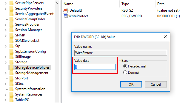 Change the value data from 1 to 0