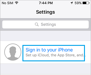 sign in to your iphone