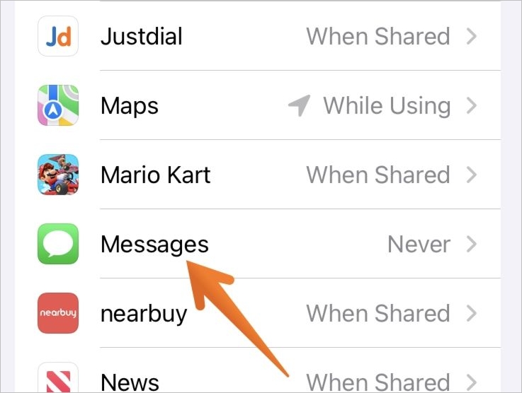 tap on messages option