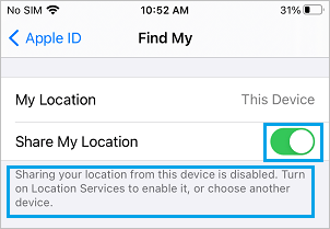turn on share my location
