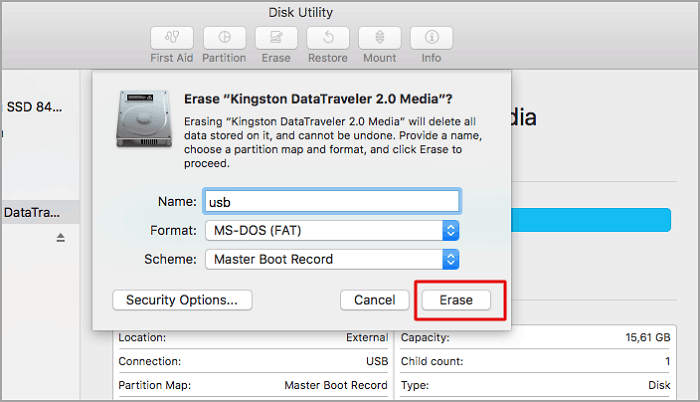 how to format external drive on mac as single ms-dos fat