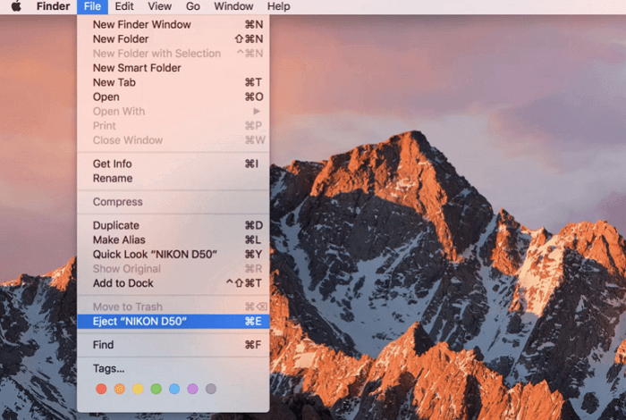 eject from menu bar finder