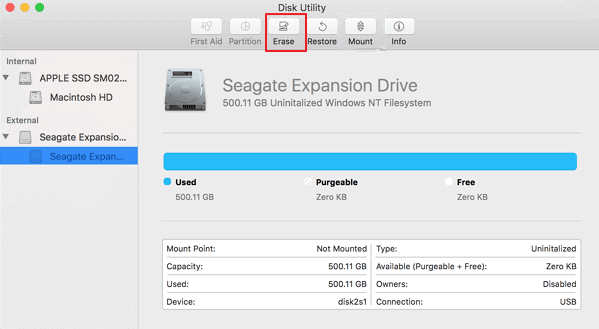 fast format seagate drive still readable by mac