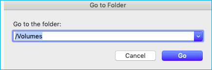 typing /volume in go to the folder