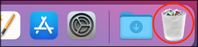 drag and drop files into the trash icon