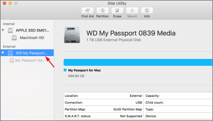 wd my passport for mac not showing up