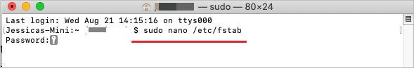 sudo nano command line