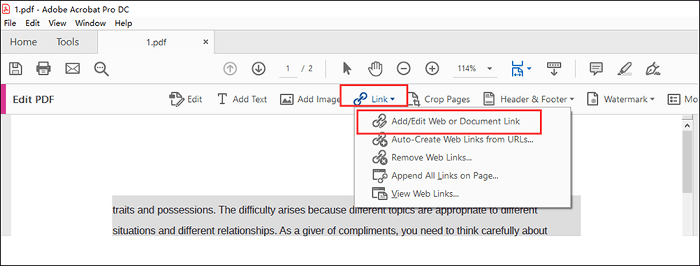 how to hyperlink in acrobat x