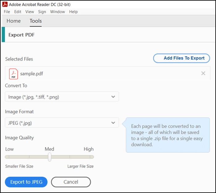 how to convert pdf to jpg adobe acrobat reader dc