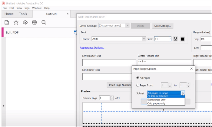 how to add page numbers in pdf