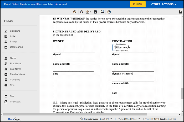 aplicación de firma docusign