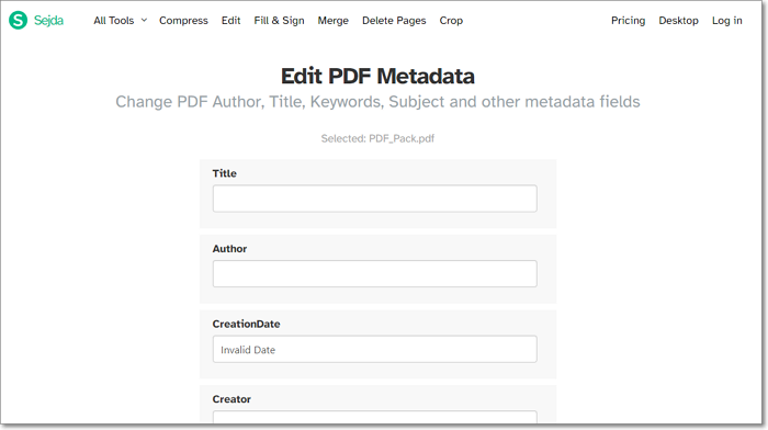 sejda pdf metadata