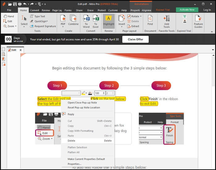 how to unhighlight in pdf