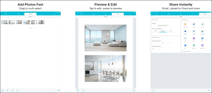 interface de PDF Photos