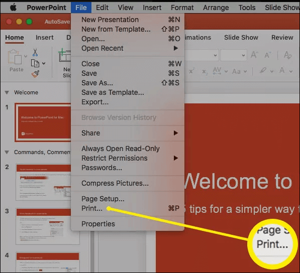 powerpoint for mac print notes