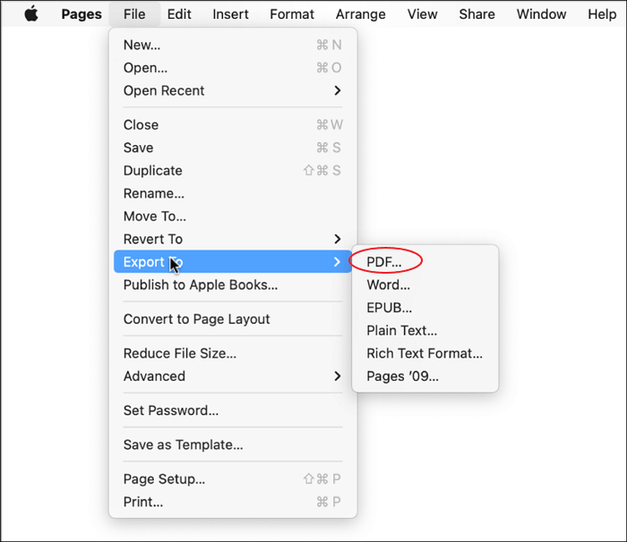 convert pages to pdf for mac