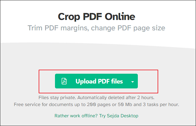 sejda crop pdf