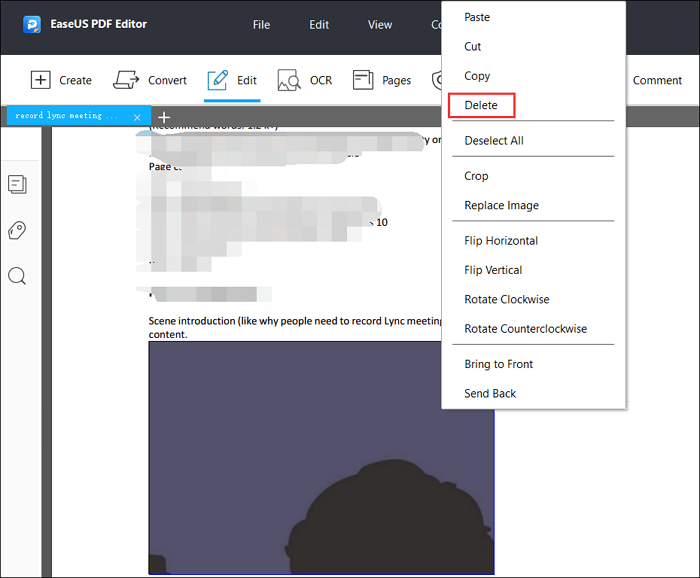 Delete image from PDF