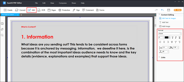 Edit existing text
